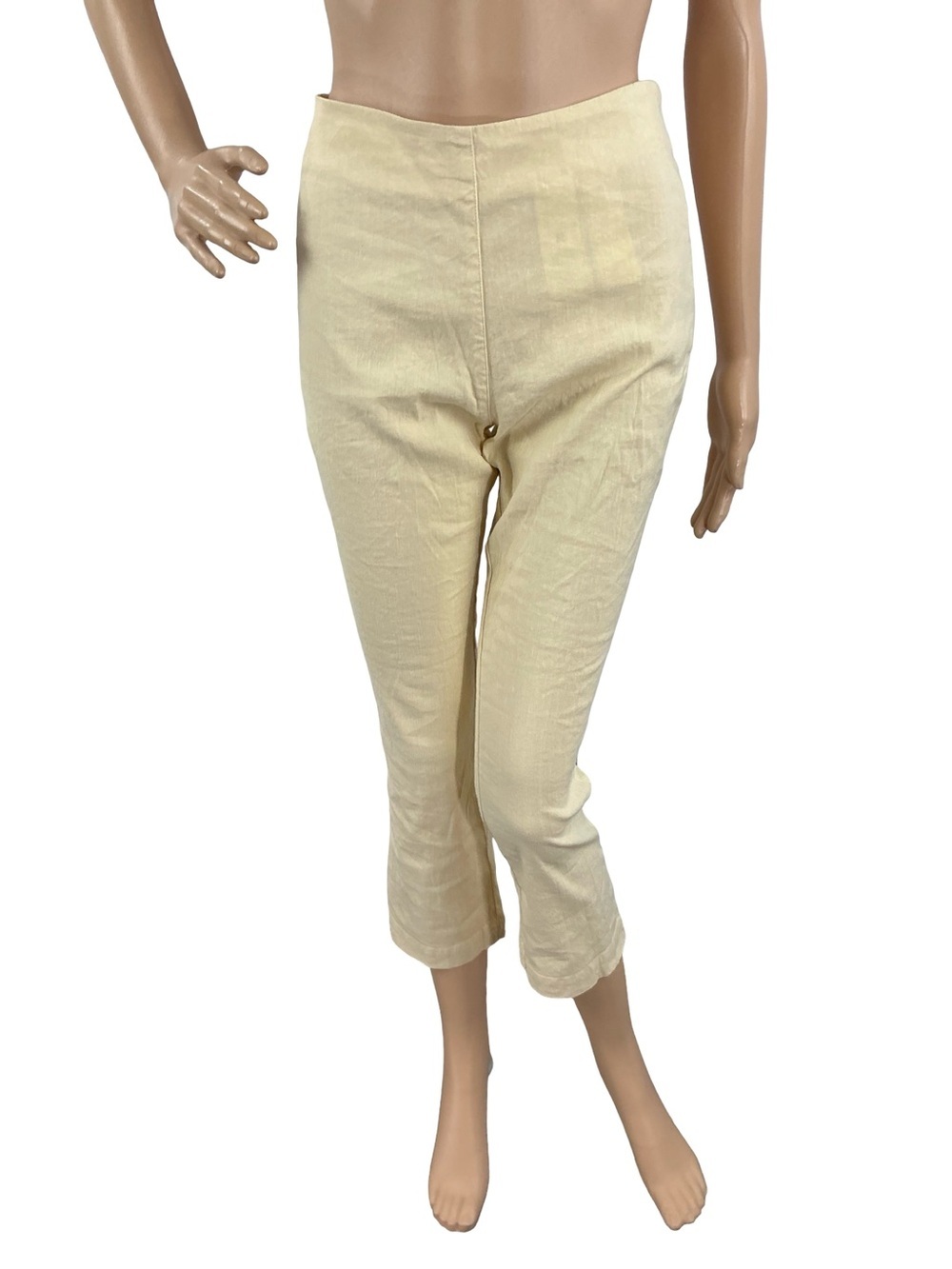 120% Lino Linen Cropped Pants Cream Resort Coastal Size IT 38 / US 2